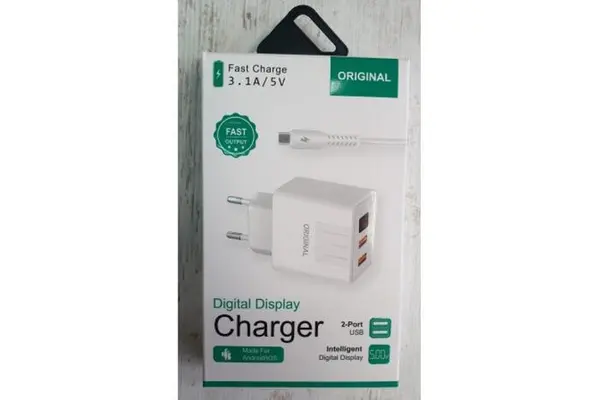 Мережевий зарядний ORIGINAL A-14 з дисплеєм (3.1A 2USB)