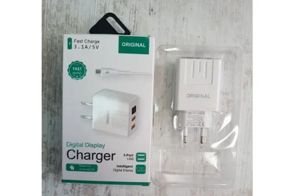 Мережевий зарядний ORIGINAL A-14 з дисплеєм (3.1A 2USB)