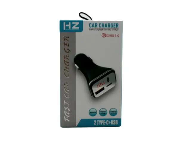 Автомобільне зарядне з кабелем Type-C HZ HC13 (2Type-C 1USB)