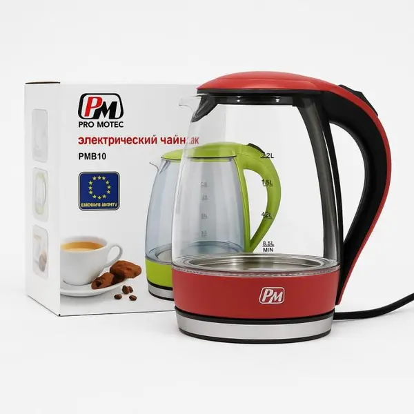 Дисковий електро чайник скляний (2 літри) Promotec PM-810E